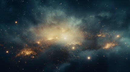 Naklejka premium Space background with nebula, dust, stars, and glow.