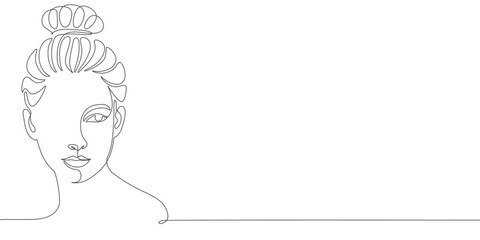 Women’s face line art style. International Women's Day continuous line art drawing. woman portrait. Hand drawn feminine minimalistic modern art. Beauty and fashion concept.