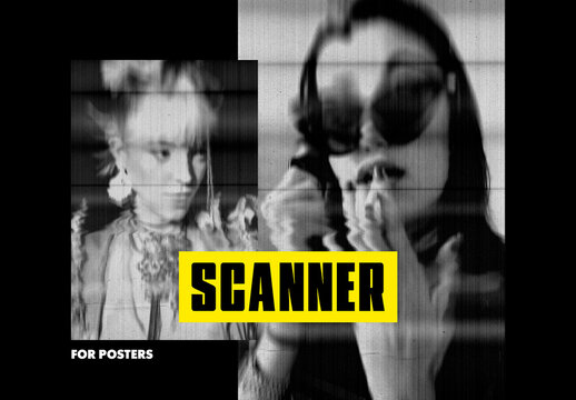 90s Distorted Scanner Screen Poster Photo Effect With Generative AI