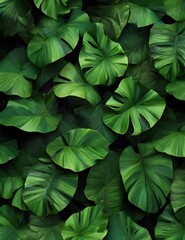 Tropical leaves texture,Abstract nature leaf green texture background,picture can used wallpaper desktop Generative Ai - obrazy, fototapety, plakaty