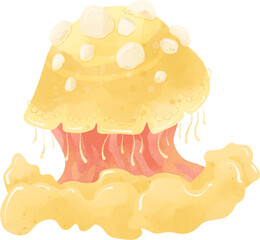 Cartoon colorful, cute jellyfish on a white background