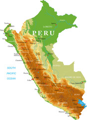 Peru-highly detailed physical map - 726665172