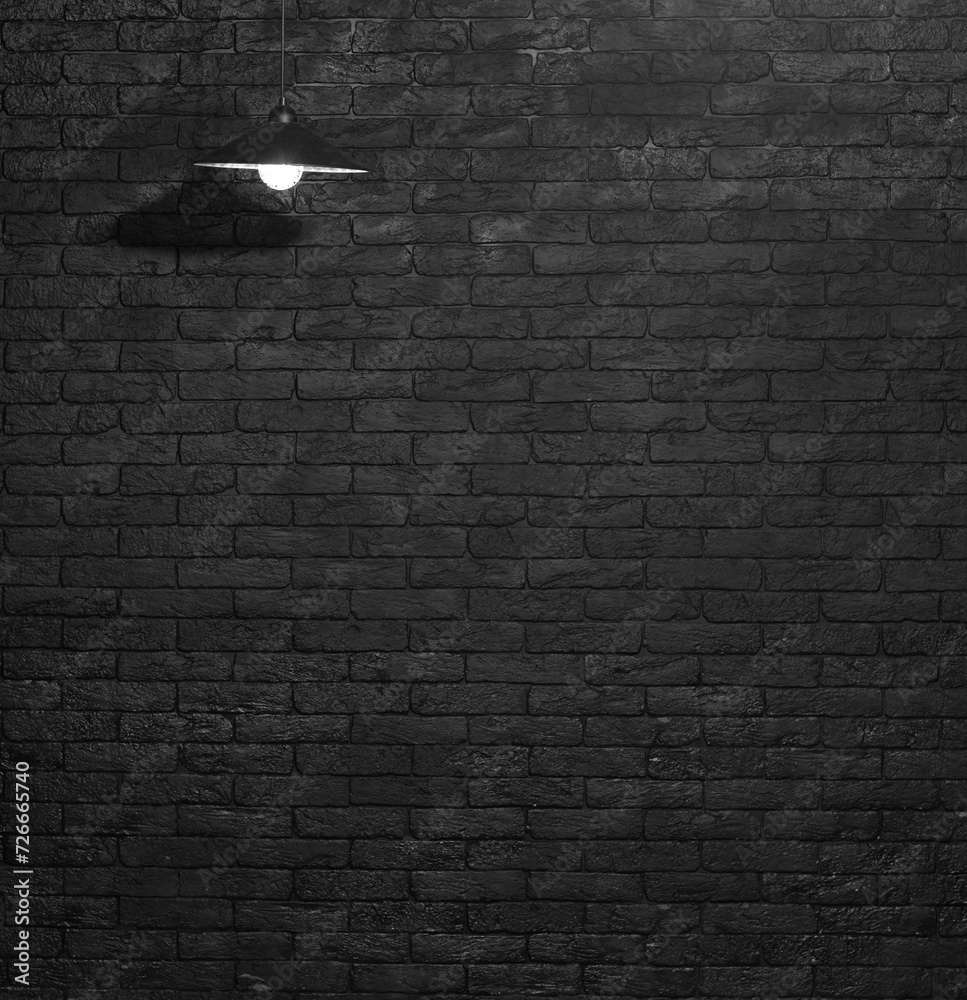 Poster chandelier lamp in a black brick room