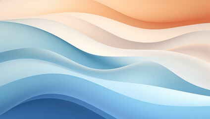 Watercolor wave background in peach blue colors