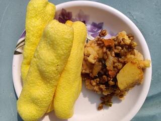 Yellow pipe fryums for food, aloo ponga,fryums pasta pasta, fryum, food, Fried and Spicy Tasty yellow salted pipe, Salted Refill, Most famous and delicious wheat flour Snacks or Fryums, Frymus snack