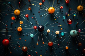 a collection of many pins on a colorful background to form a social network