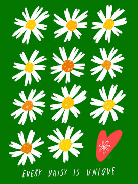 Simple Flowers, Daisy Flowers Set
