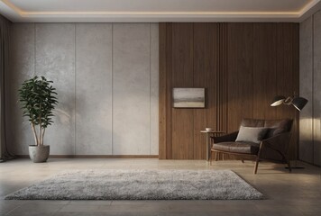 Minimalist Serenity Monochromatic Living Room with Clean Lines and Soft Natural Lighting