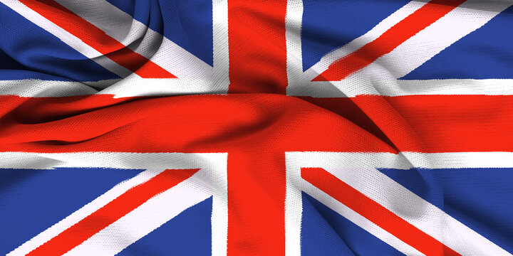 Illustration of the UK national flag waving, United Kingdom flag blowing in the wind