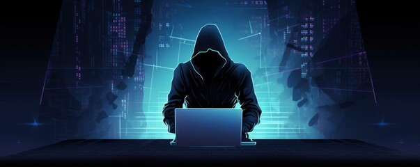Digital Cybersecurity work using a laptop