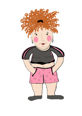 illustration of a fat woman on a white background