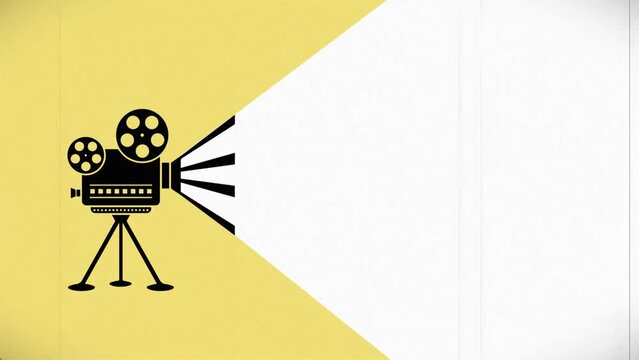 Retro film cinema movie projector animated in vintage style. Background template for presentation