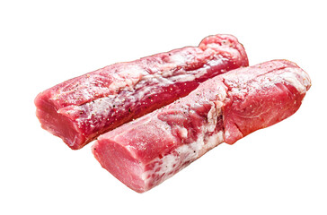 Raw pork fillet tenderloin. Fresh meat. Transparent background.