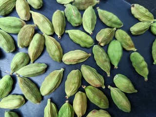 green cardamom seeds background is also known as elaichi 