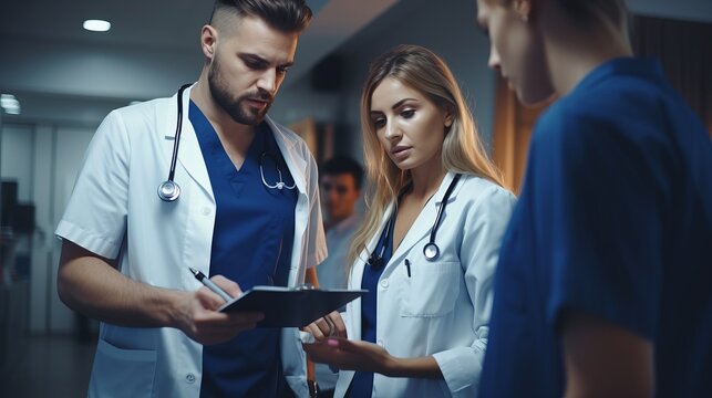 Collaborative analysis of patient results on digital tablet by medical team in hospital