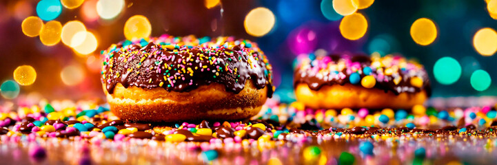 Fototapeta na wymiar multi-colored donuts with glaze. Selective focus.
