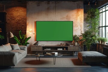A cozy living room transforms into a creative studio with the addition of a green screen wall, inviting endless possibilities for design and imagination