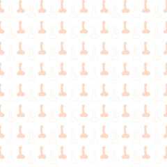 Seamless pattern of minimalistic penises, pink doodle penis repeating pattern on white background