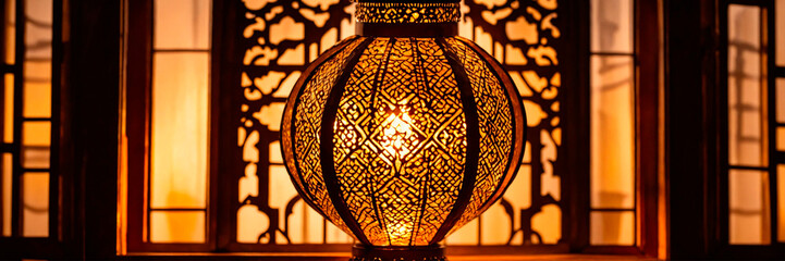 Obraz na płótnie Canvas month of Ramadan and a beautiful lamp. Selective focus.