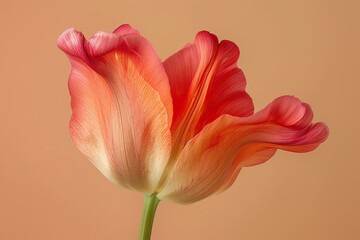 Pink and Orange Flower on yellow background. Generative AI.