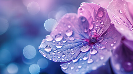 Purple Flower With Water Droplets. Generative AI.