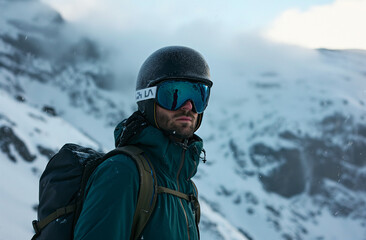 Fototapeta na wymiar skier on the top of mountain