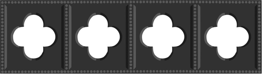 Gothic balustrade stylized drawing. Stone decorated wall illustration. Medieval ornamented railing; vector