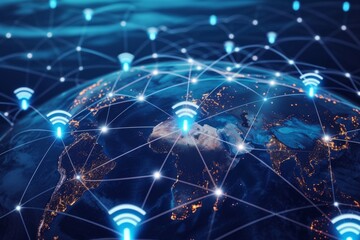 Naklejka na ściany i meble Global internet network Generative AI