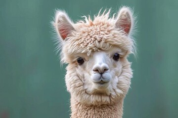A majestic camelid stands proudly, its soft fur resembling a woven fabric, while its terrestrial origins and close relation to alpacas and guanacos evoke a sense of wild beauty
