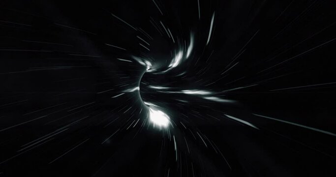 Cinematic Wormhole Background. Abstract Dark Spacejump Background. Seamless Loop Video.