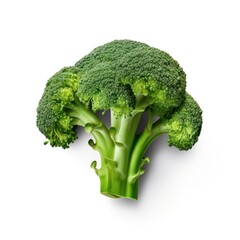 Broccoli 3D close up cutout minimal isolated on white background. Vivid grocery Illustration for kid, sale, package, advert. Ultra realistic broccoli, icon, detailed.
