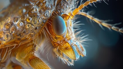 The eye of microscopic insects or invertebrates macro close up.