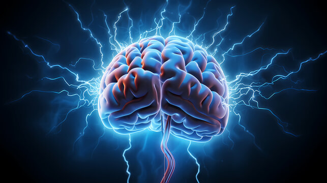 Creative human brain concept, creative light bulb background