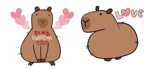 Valentine Capybaras, Cute Capybara Emojis, Cappy Valentine's Day