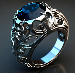 Ring with sapphire, jewellery. AI generative