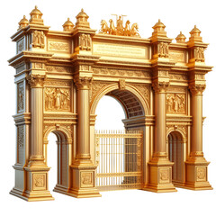 golden gate 3d fort gate isolated on transparent background