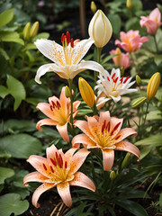 lily flower in garden Generative Ai