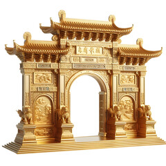 luxury gate 3d golden fort gate isolated on transparent background - obrazy, fototapety, plakaty