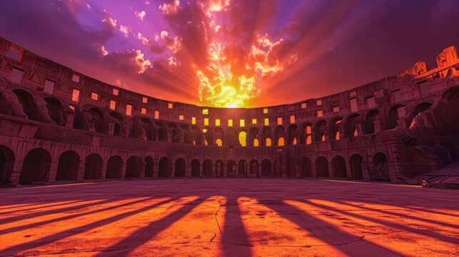 Lifelike Battlefield For Battles Video Game, Fighting Video Game Background, Coliseum Battlefield In The Desert, Digital Visuals for Game, Video Game Arena Background