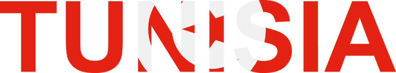 Tunisia word in flag style