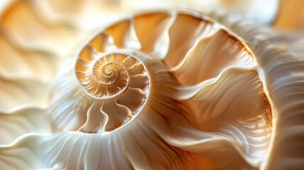 Inside of Nautilus Shell Showing Spiral. - obrazy, fototapety, plakaty