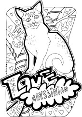 Colouring book vector pages with different cats for cat lovers adults and kids. Hand drawn line illustration, cartoon character style. coloring hobby for relaxation and antistress.