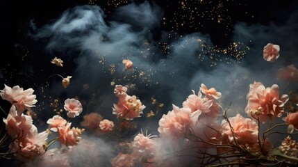 Smoke and flowers in the night