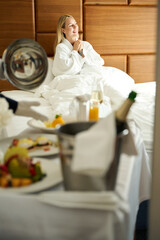 Serving restaurant breakfast in hotel room