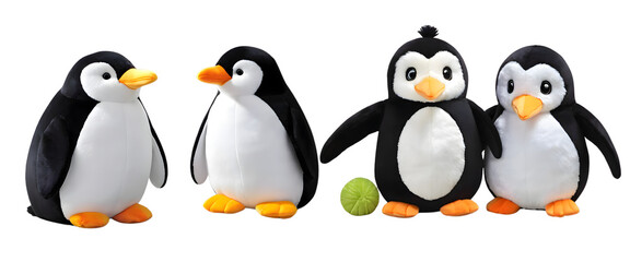 A collection of cute penguin dolls. isolated on transparent background
