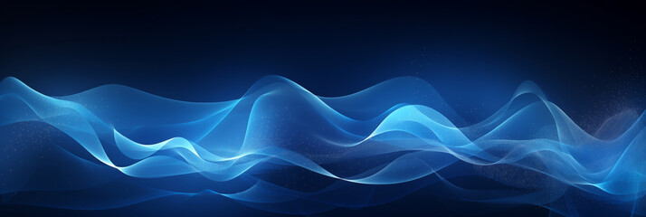 Blue neon color Abstract technology background banner, Network light effect. Concept visualization of sound waves