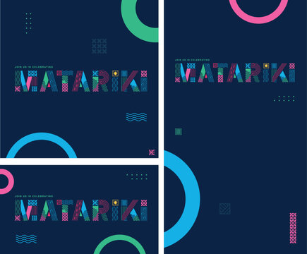 NZ matariki colourful abstract title - celebrating the Maori New Year