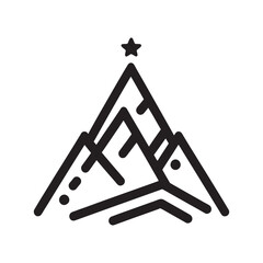 Obraz premium Mountains icon, minimalistic black and white style. vector illustration