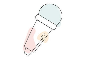Microphone in Continuous one line drawing. online training speech. Editable stroke. Vector illustration
