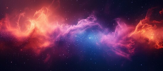 Breathtaking Stardust Cloud of Interstellar Gas, Set Ablaze in Red Light, Merging into a Cold Blue and Purple Vortex - A Vivid Representation of Astral Phenomena in Space - obrazy, fototapety, plakaty